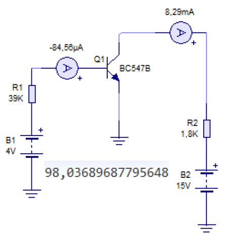 Ganancia real de corriente del transistor