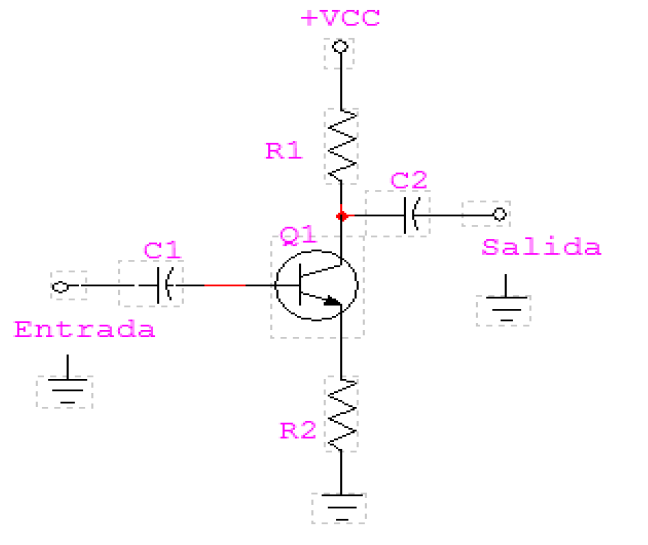 configuración de circuito en emisor común.