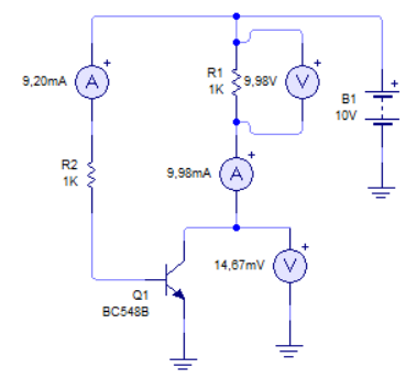 Polarización de base con el transistor en saturación