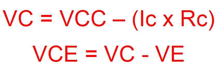Fórmula para calcular tensión de colector en emisor común.