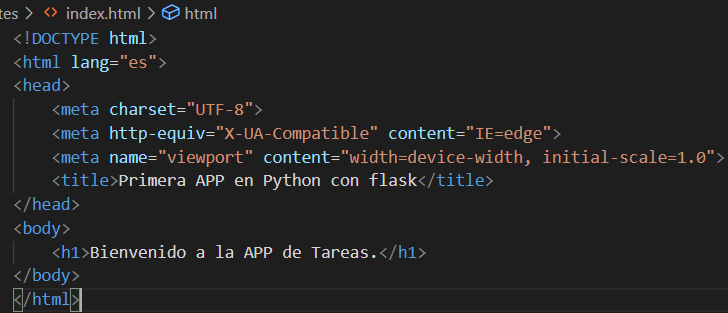 Plantilla HTML para página simple de frontend python