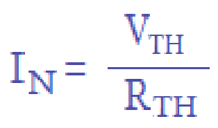 intensidad de norton es igual a la tensión thevenin entre la resistencia thevenin