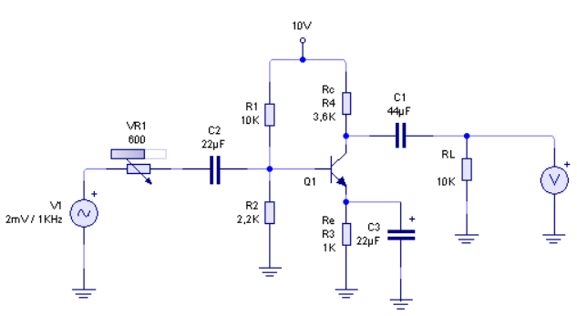circuito amplificador calculo