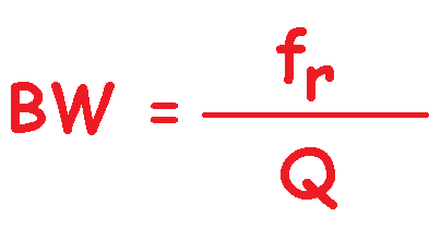 fórmula para calcula el ancho de banda con el factor de calidad