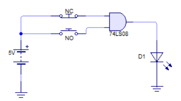 Circuito de producto lógico AND con puerta lógica 2 entradas tipo 74LS8