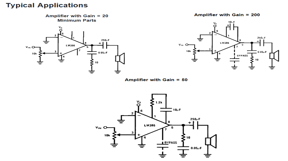 varios tipos de amplificadores lm386