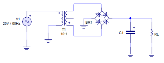 Fuente de alimentación con filtro por condensador a la salida