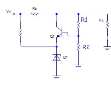 regulador zener con transistor controlador de tensión de salida