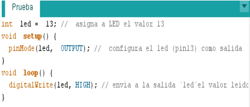 programa para poner activo el pin 13