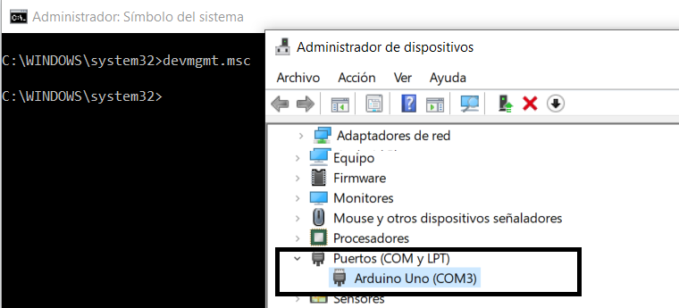 administrador de dispositivos en Windows10