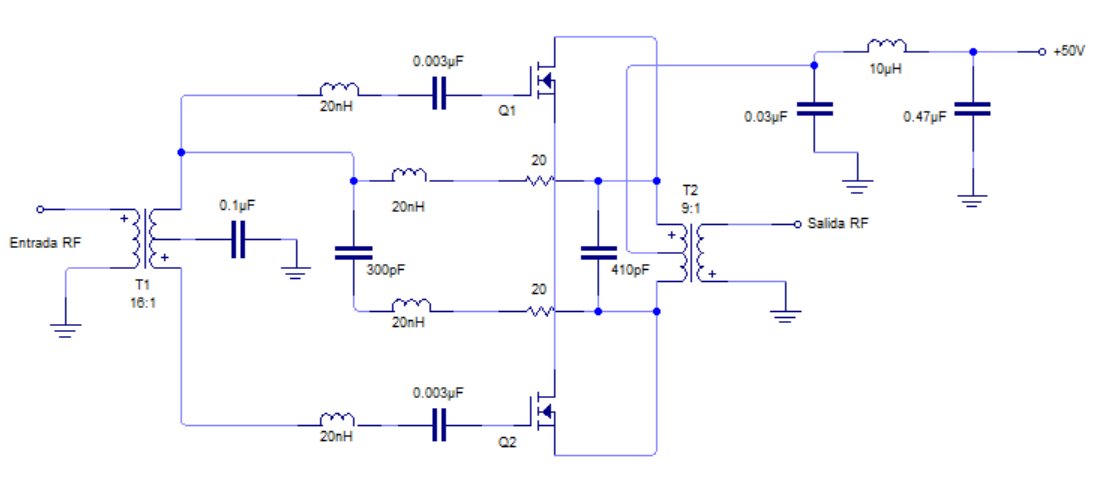 Amplificador clase B con MOSFET