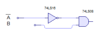 circuito con una entrada negada AND