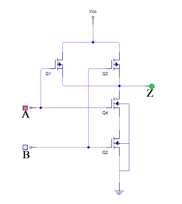 Circuito NAND con transistores habituales
