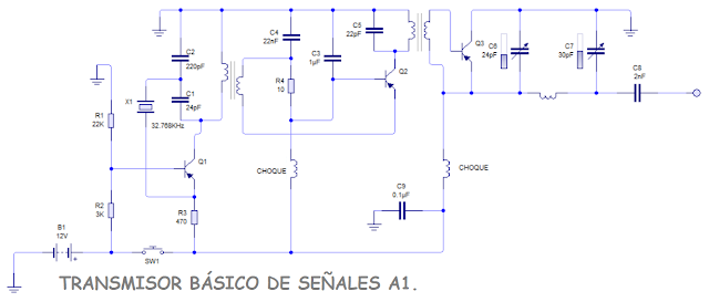 Circuito electrónico del transmisor de señales tipo A1