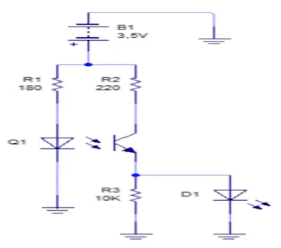 Circuito infrarrojo básico con transistores y diodos receptores