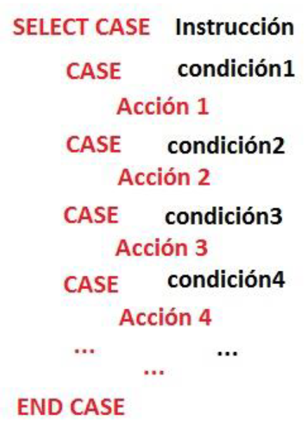 sintasis de select case