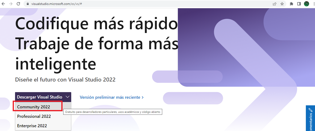 Nuevo producto de VS2022 de Microsoft con compatibilidad de sistemas operativos No Microsoft