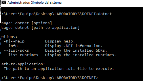 el comando dotnet sirve para ver el sistema de herramientas de dotnet.