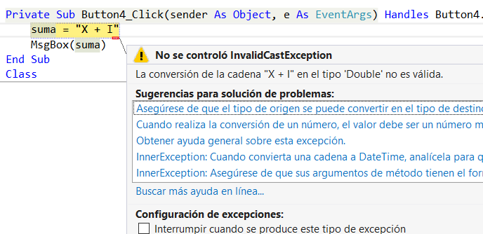 Error de conversión por diferentes tipos