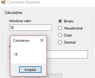 resultado directo de la división. Fin de instrucción