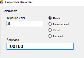 representación exacta del binario