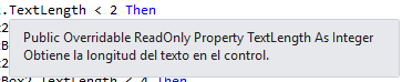 propiedad TextLength muestra longitud ocupada del control