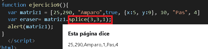 splice() permite modificar el interior del array