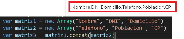 concatenación de matrices