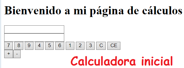 Aspecto de la calculadora sin estilo