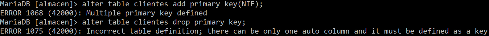 Problemas al intentar eliminar la clave primary key en Mysql