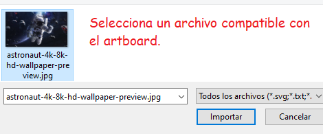 Escoger la imagen para el objeto seleccionado dentro del artboard