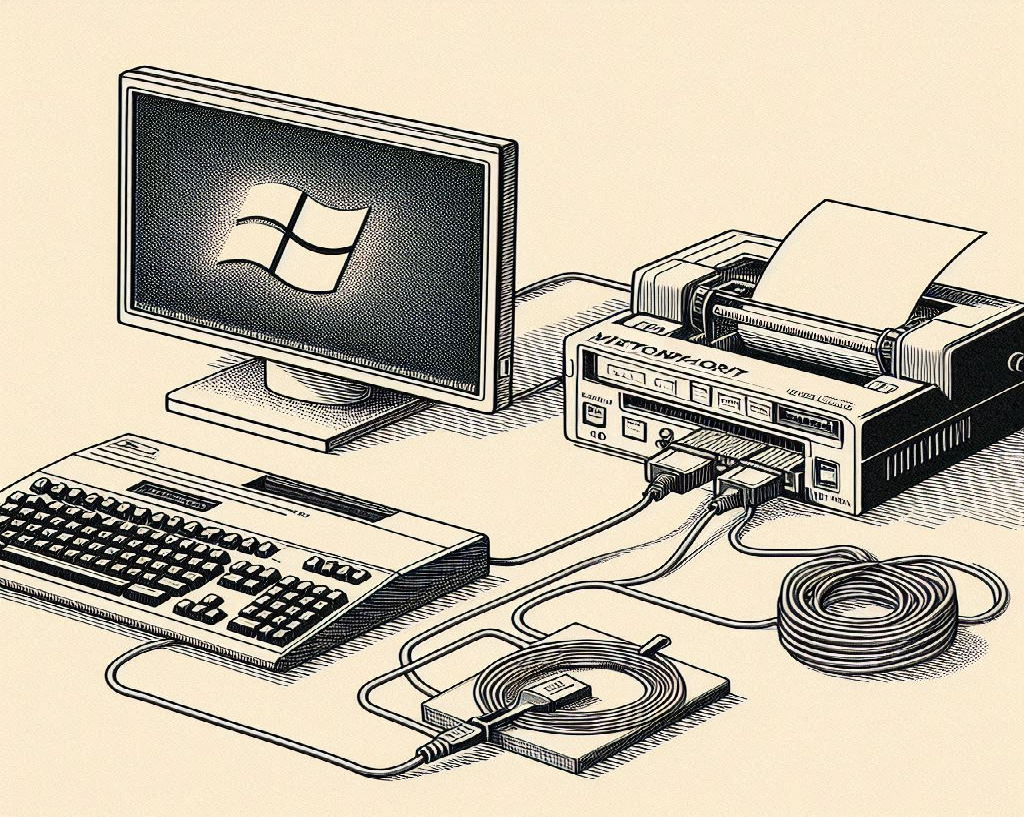 representación de una red básica con PC e impresora