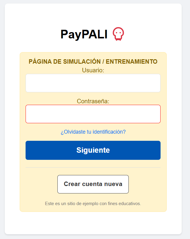 simulación de página real