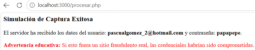 captura de datos desde el procesar.php