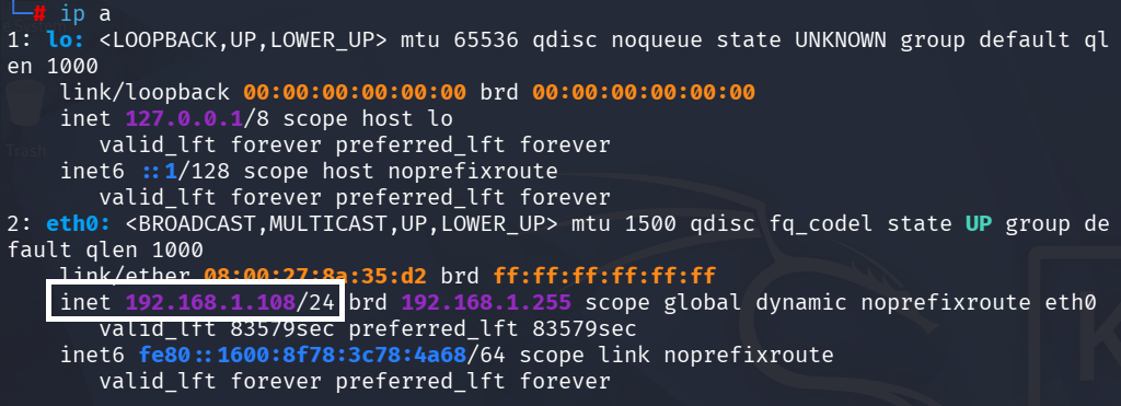 Conocer Ip en kali linux