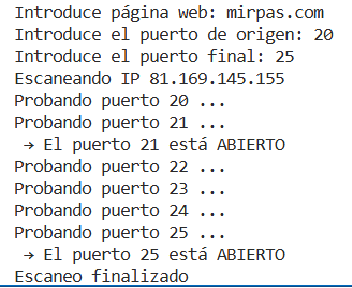 el resultado del escaner avanzado