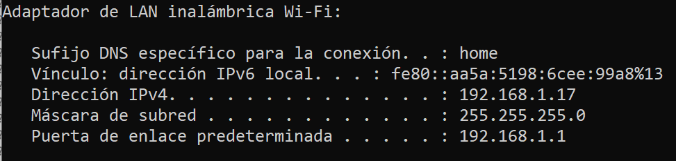 Conexión de mi dispositivo de red e IP local